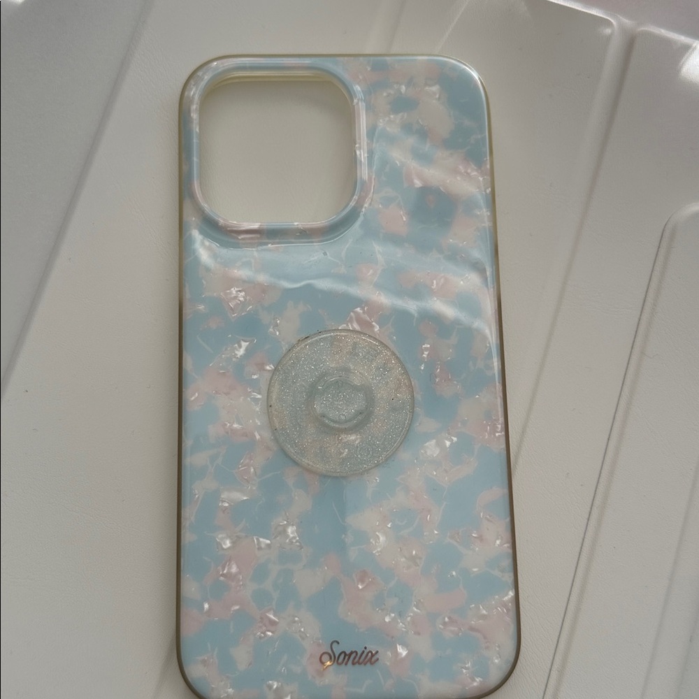 Sonic- iPhone 14 Pro Max baby blue pink white phone case with popsocket option